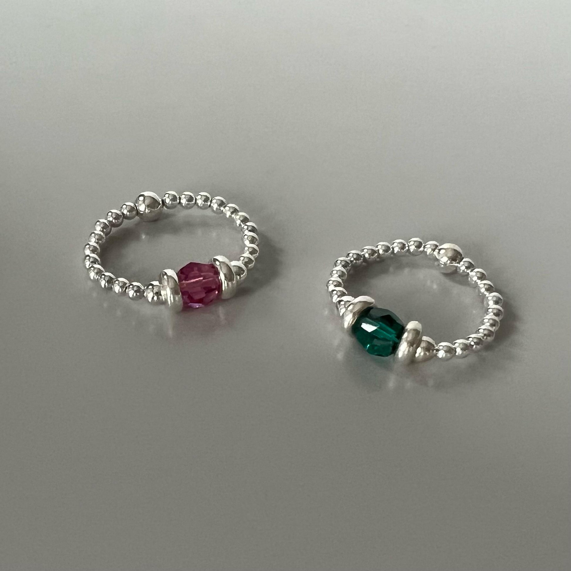 birthstone ring and bracelet set, sterling silver, gift sets, minimalist, gifts for women, gift for wife, handmade jewellery