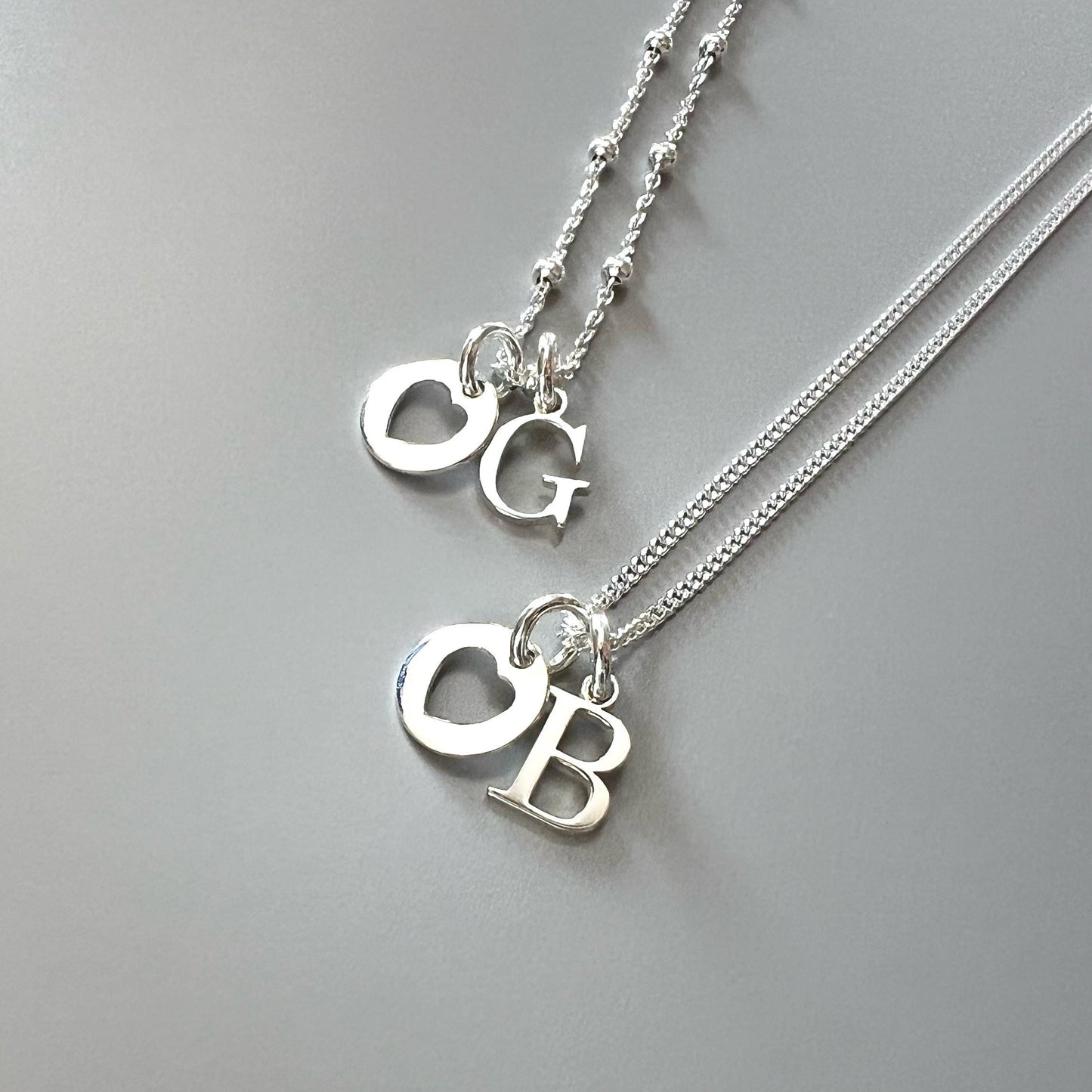 initial necklace with heart charm, sterling silver, gifts for women, custom letter, monogram necklace, personalised gift, birthday gift