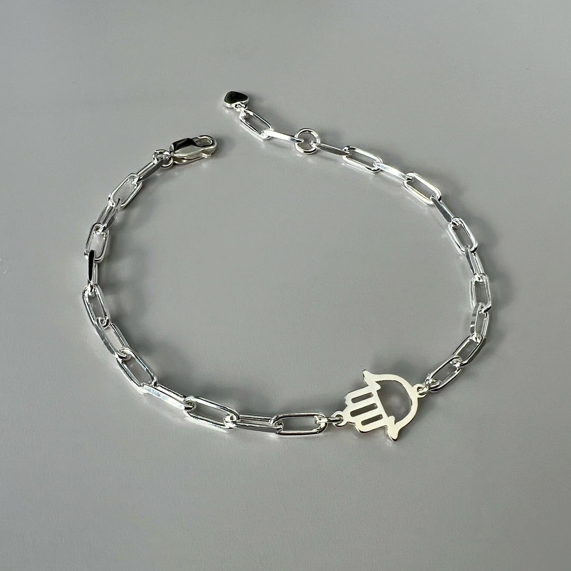 hamsa hand, chain bracelet, paperclip chain, sterling silver bracelet, gifts for women, minimalist jewellery, fatima hand, Fatima LOTTI