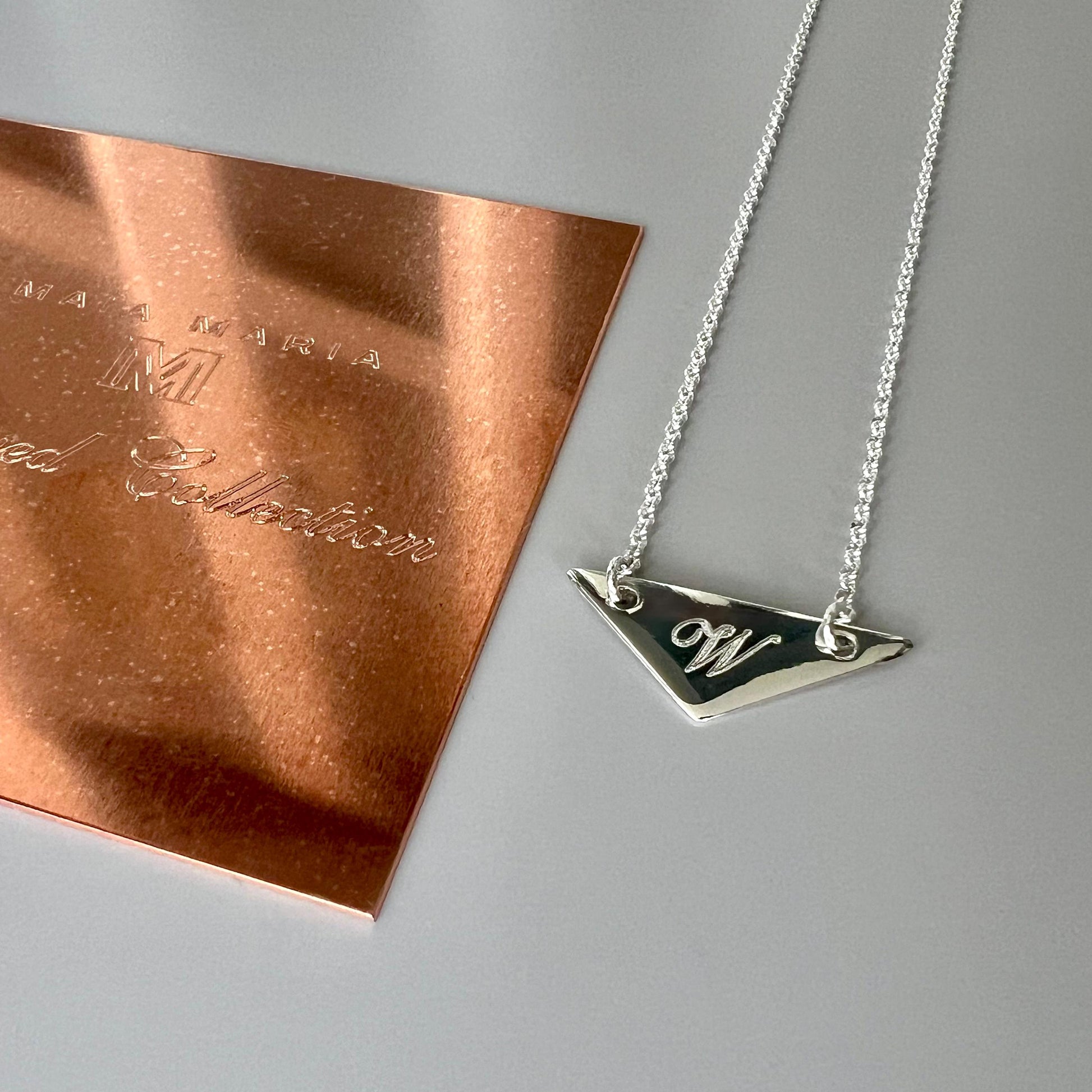 initial necklace, sterling silver, minimalist engraved jewellery, birthday gift, custom letter necklace, geometric necklace, CORTINA SNE01