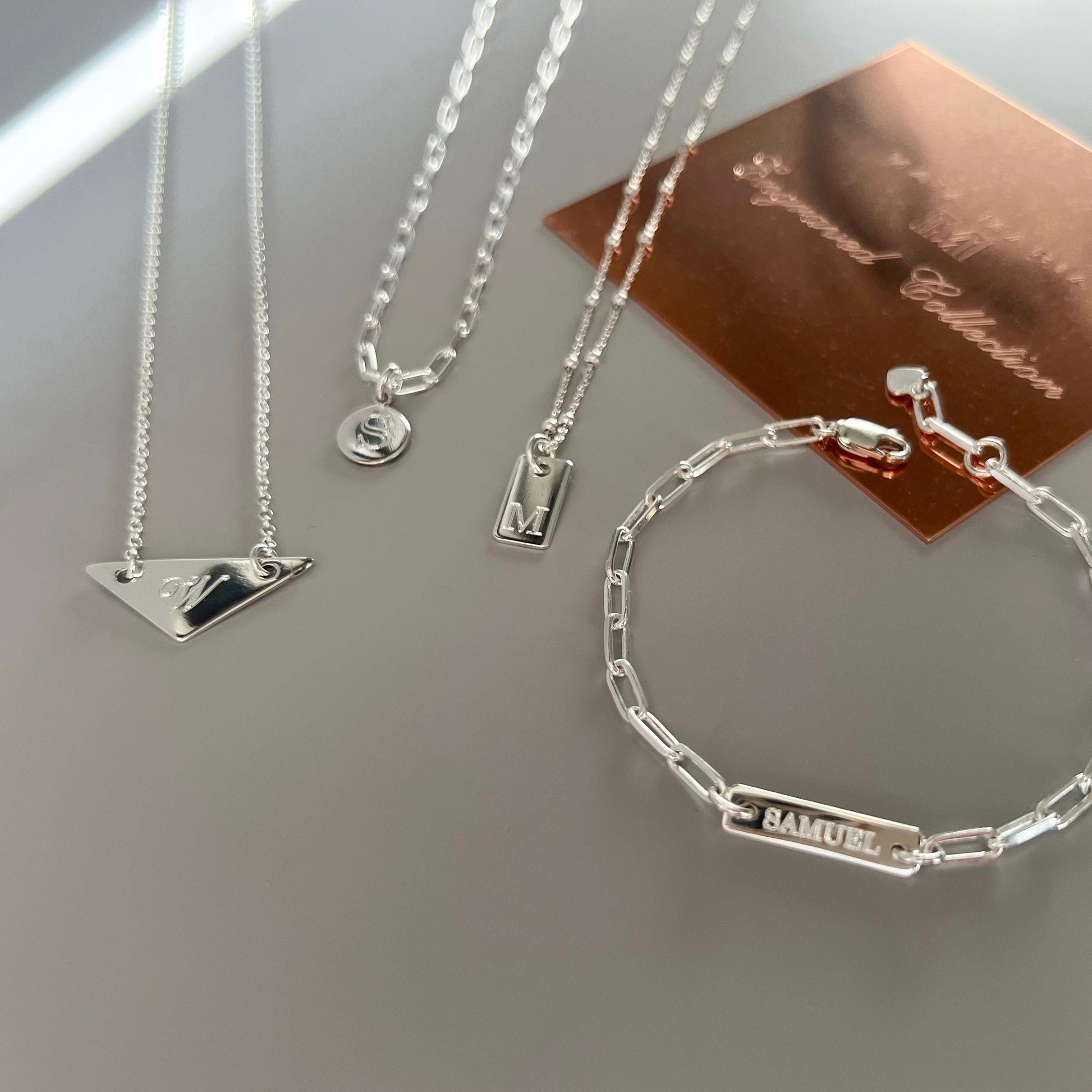 initial necklace, sterling silver, minimalist engraved jewellery, birthday gift, custom letter necklace, geometric necklace, CORTINA SNE01