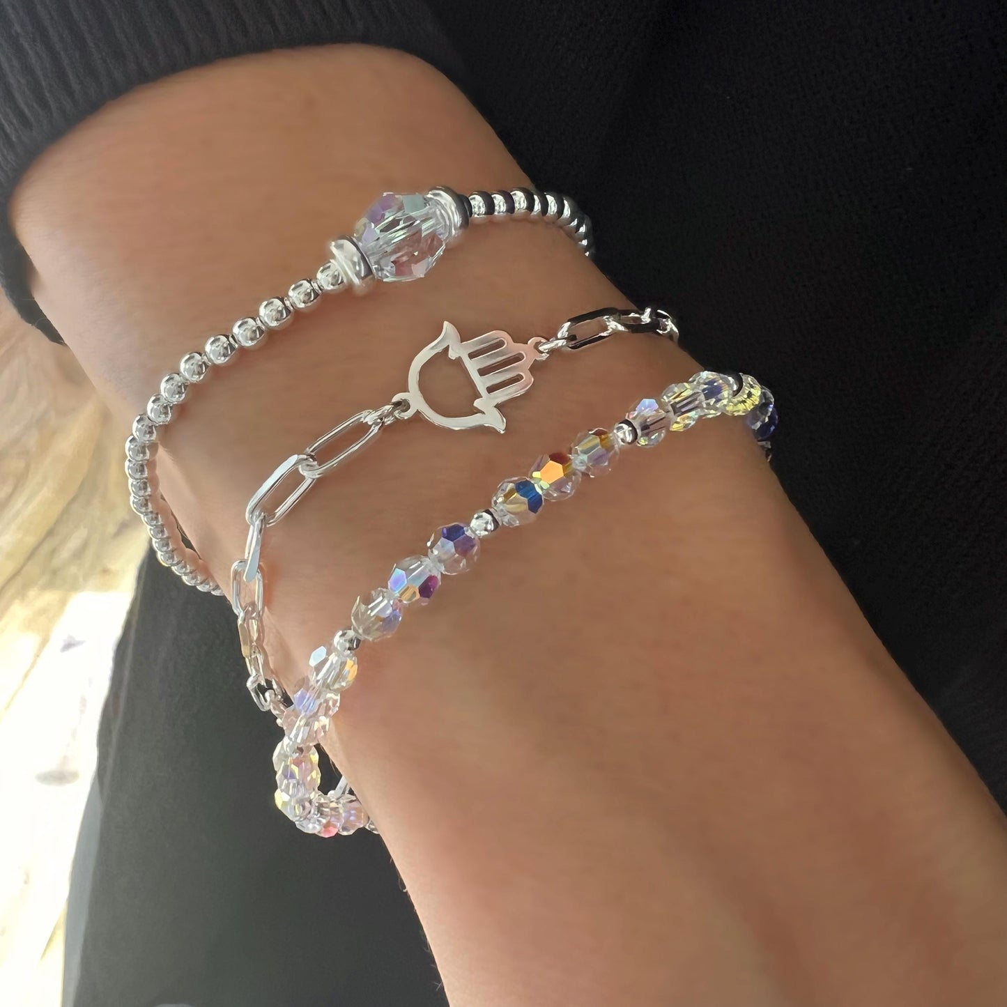 hamsa hand, chain bracelet, paperclip chain, sterling silver bracelet, gifts for women, minimalist jewellery, fatima hand, Fatima LOTTI