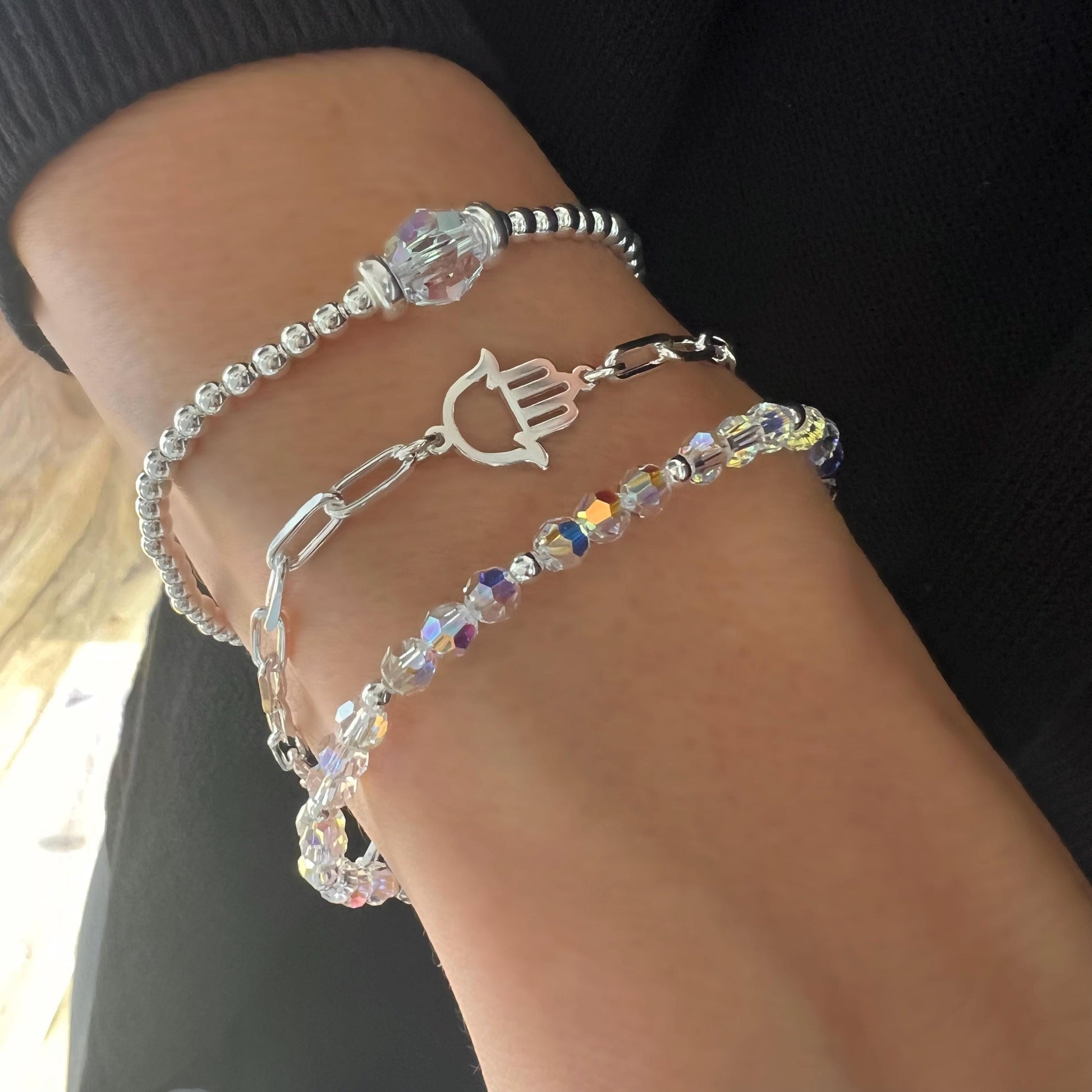 hamsa hand, chain bracelet, paperclip chain, sterling silver bracelet, gifts for women, minimalist jewellery, fatima hand, Fatima LOTTI