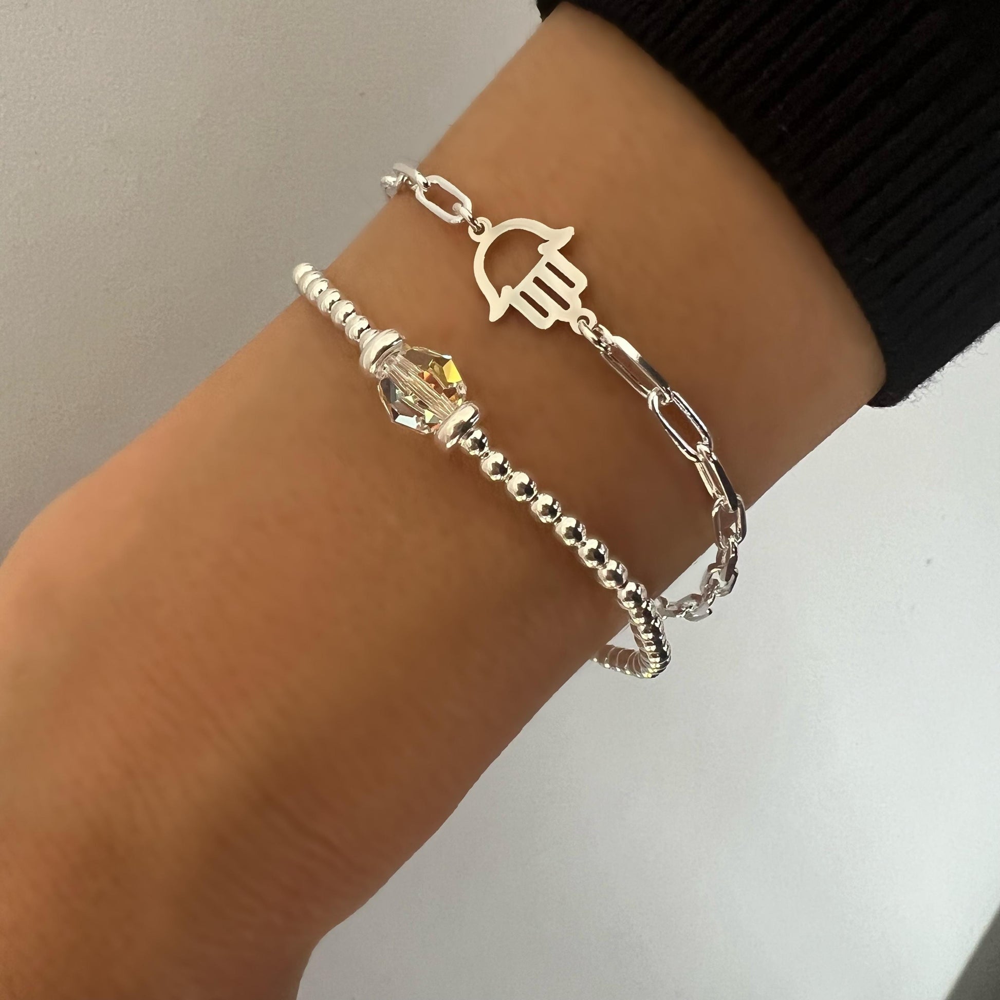 hamsa hand, chain bracelet, paperclip chain, sterling silver bracelet, gifts for women, minimalist jewellery, fatima hand, Fatima LOTTI