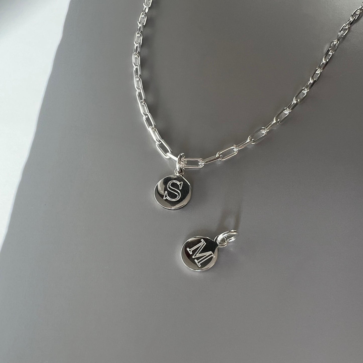engraved initial necklace for her, sterling silver, monogram pendant, birthday gift, custom letter necklace, gift for mum DEYA SNE02