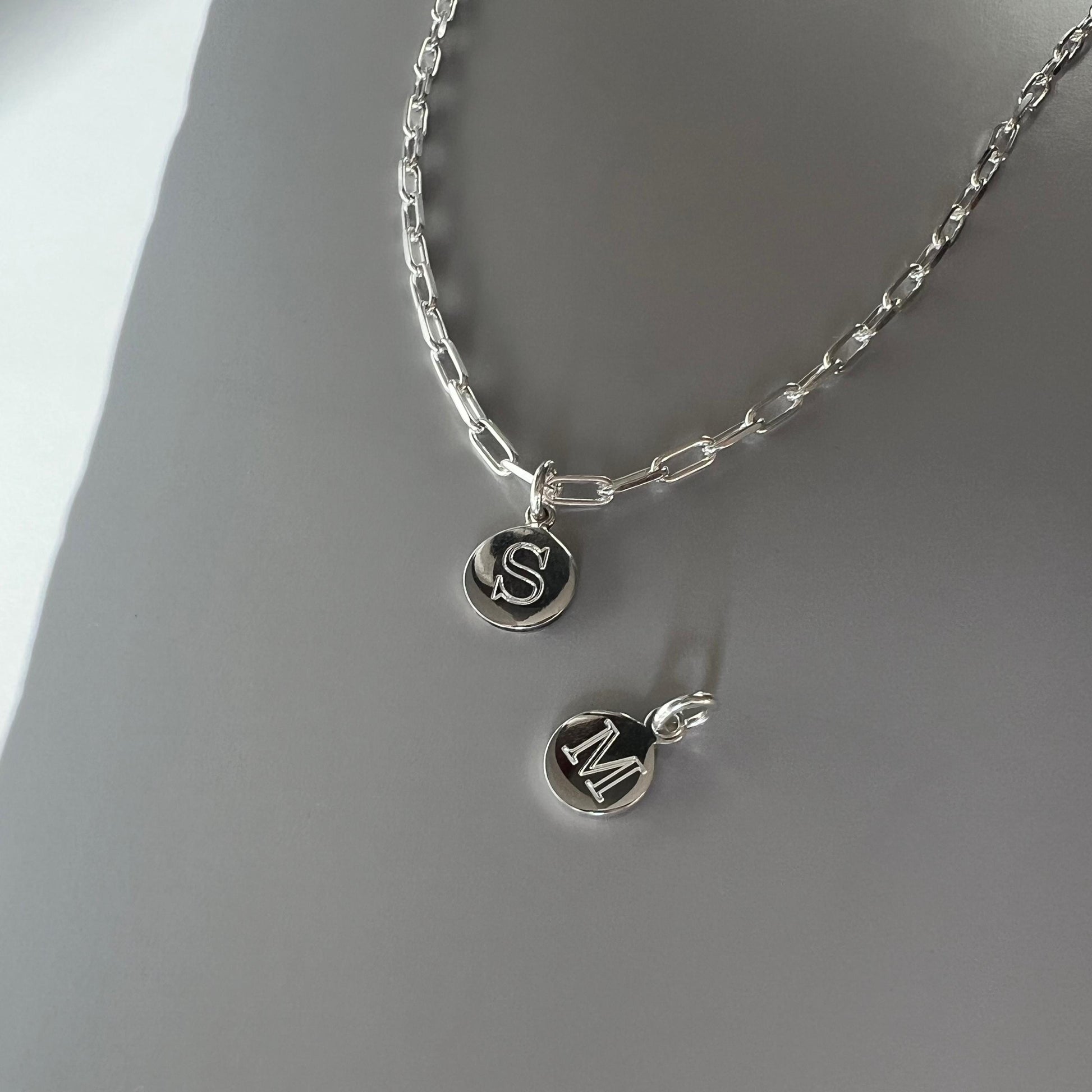 engraved initial necklace for her, sterling silver, monogram pendant, birthday gift, custom letter necklace, gift for mum DEYA SNE02