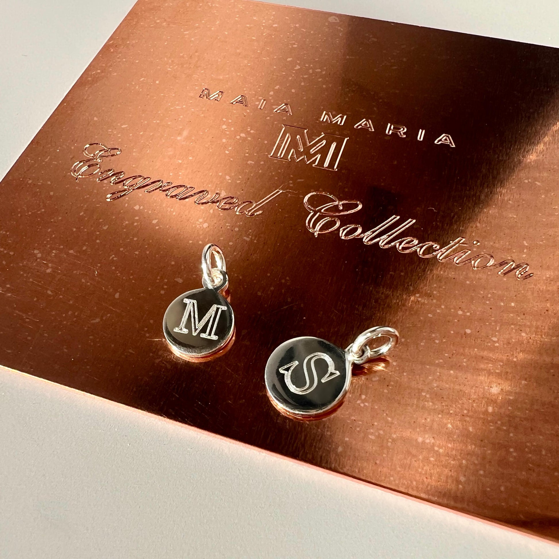 engraved initial charm for necklace, letter charm perfect for gifts, minimalist, monogram charm, personalised birthday gifts, DEYA initial