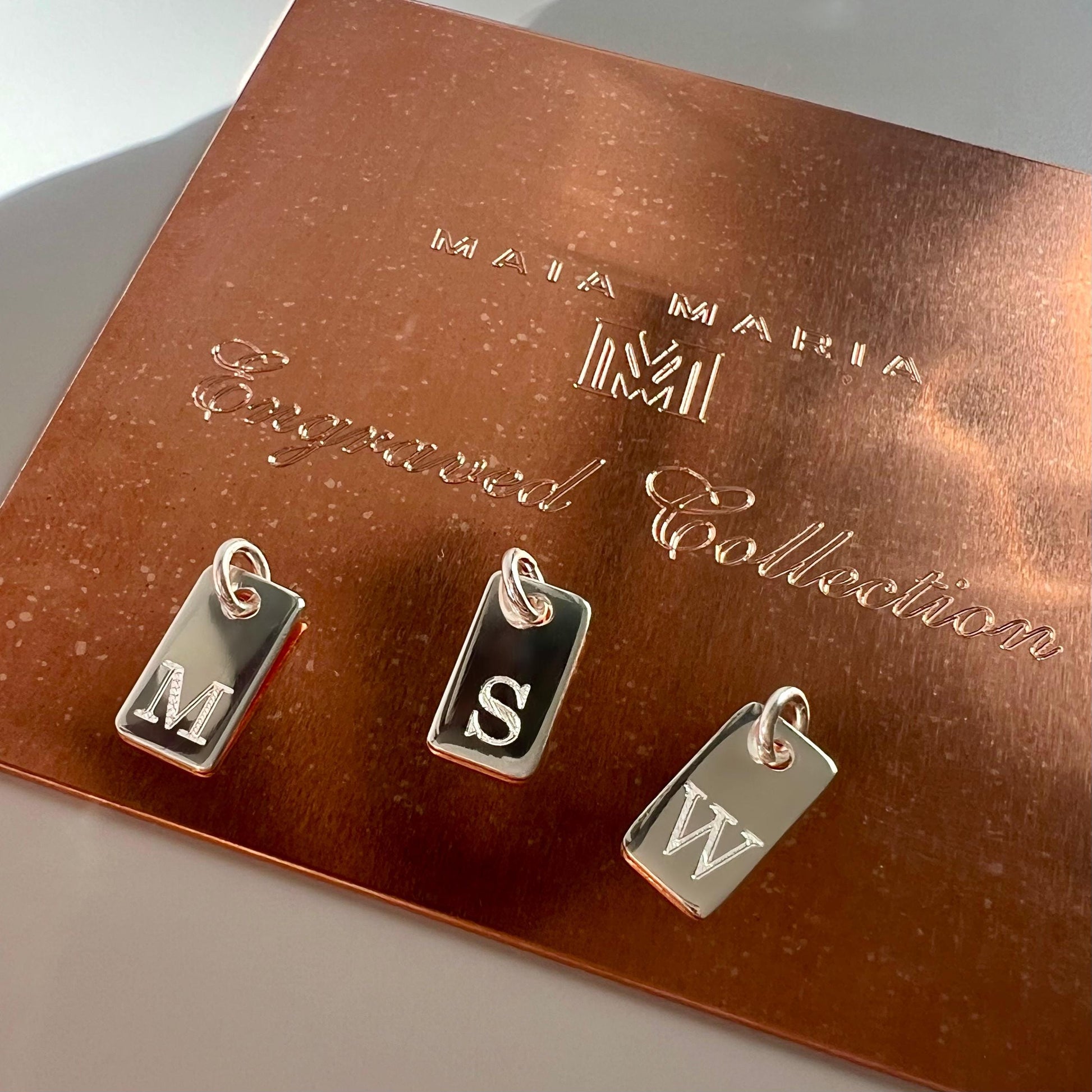 ADD ON Rectangular engraved initial charm