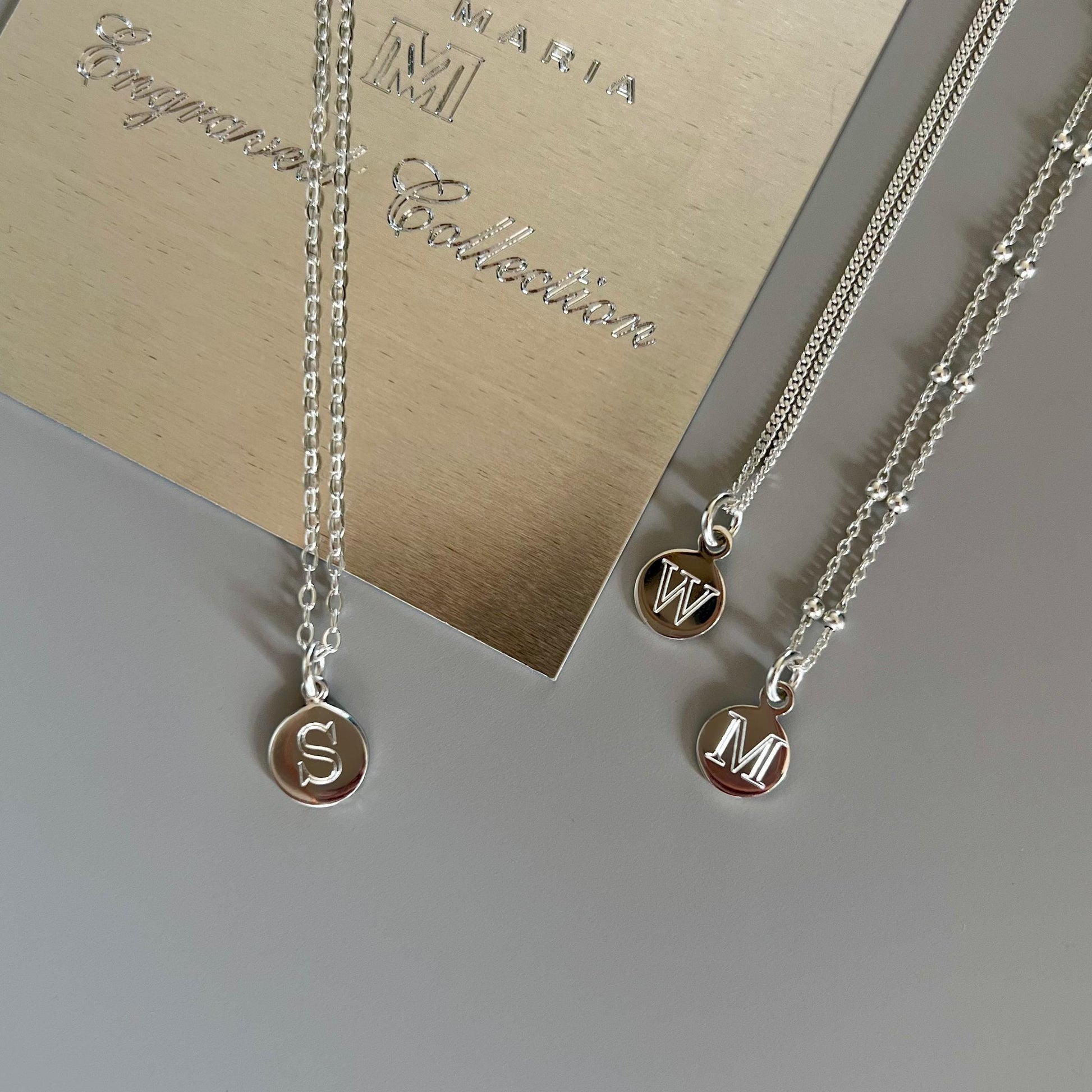 sterling silver initial necklace for women or man
