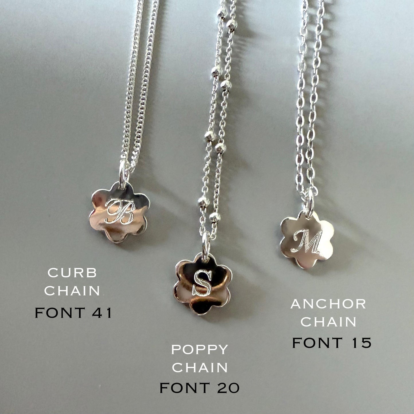 dainty initial necklace, sterling silver, engraved disc initial, personalised birthday gift, custom letter, unique, Daisy Mini SNE07