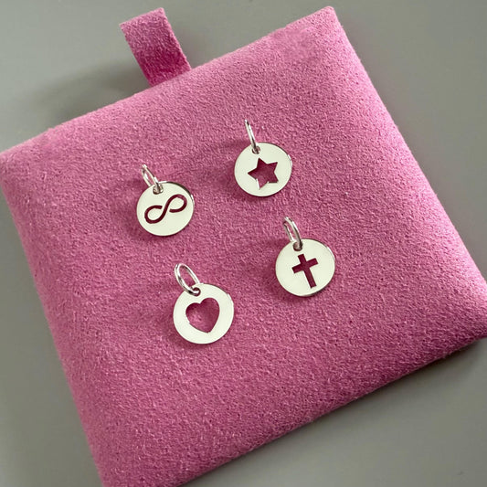 disc heart charm for necklace, add a charm for necklace, cross charm, star charm, infinity, birthday gift for her, keepsake gift