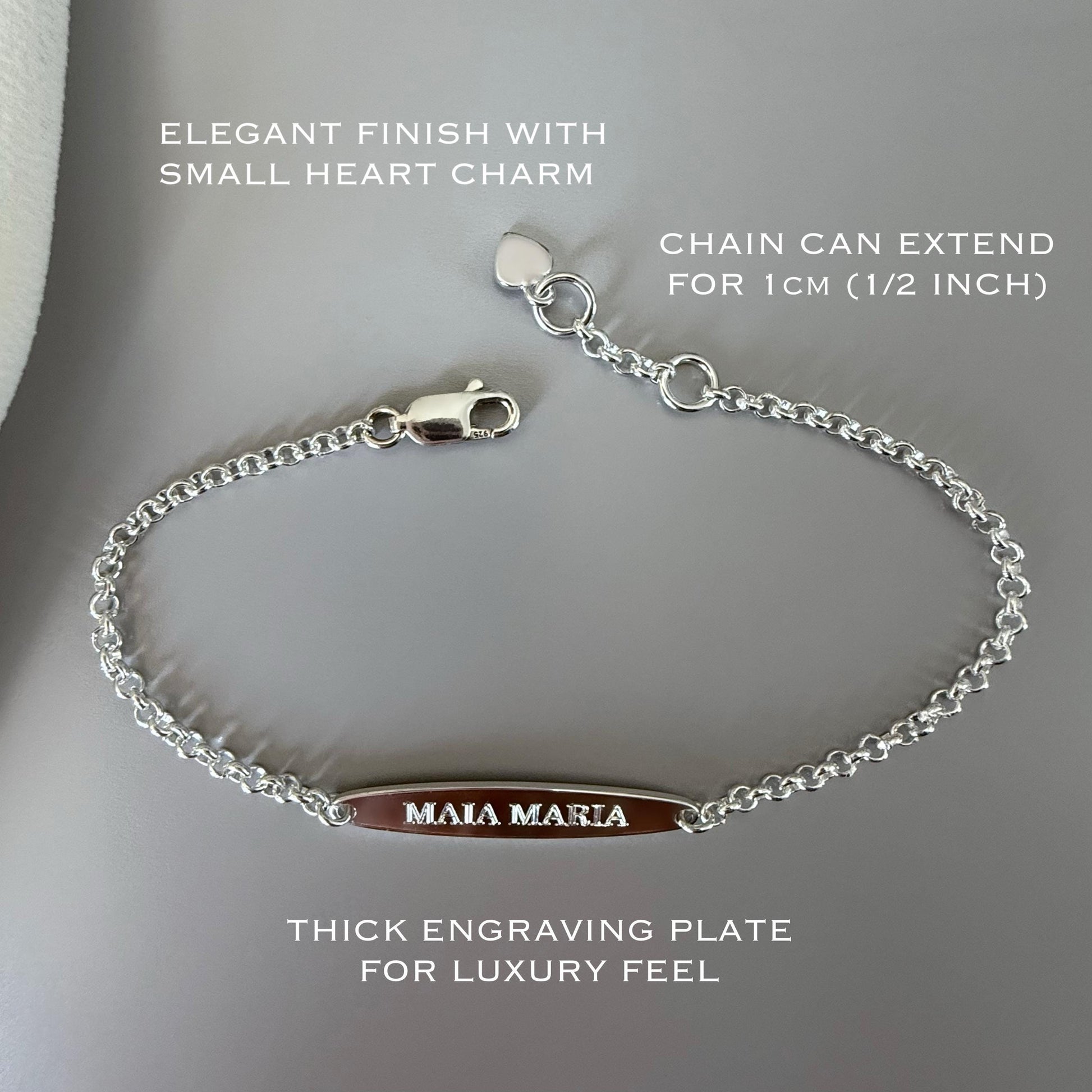 personalised name bar bracelet, engraved name plate, sterling silver, everyday jewellery, birthday gift, gift for her, dainty chain, SBE11