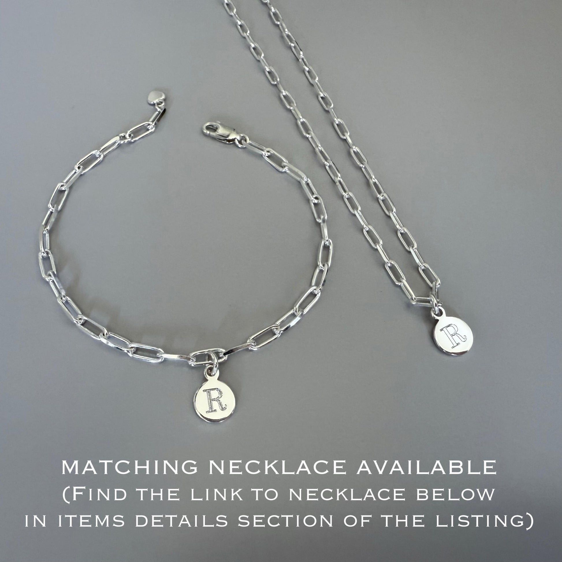 initial disc personalised bracelet, sterling silver, perfect birthday gift, paperclip layering chain, gift for sister, minimalist, SBE11