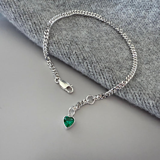 birthstone 925 silver chain bracelet,curb layering chain bracelet, bracelet for women, keepsake, personalised gifts, birthday gifts, SBE