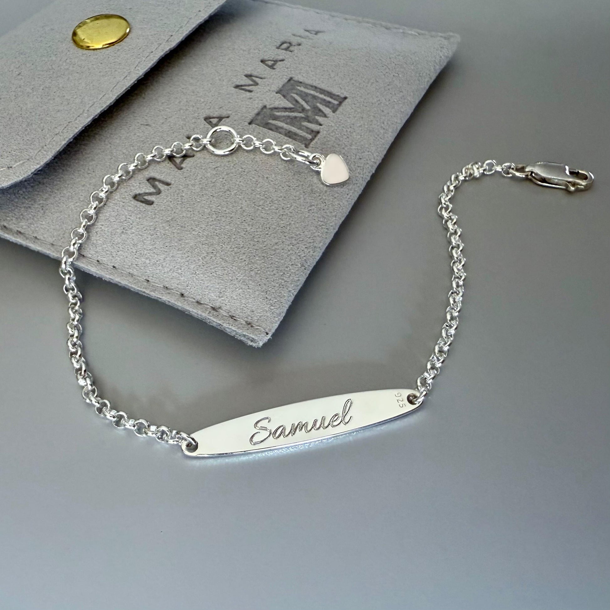 personalised name bar bracelet, engraved name plate, sterling silver, everyday jewellery, birthday gift, gift for her, dainty chain, SBE11