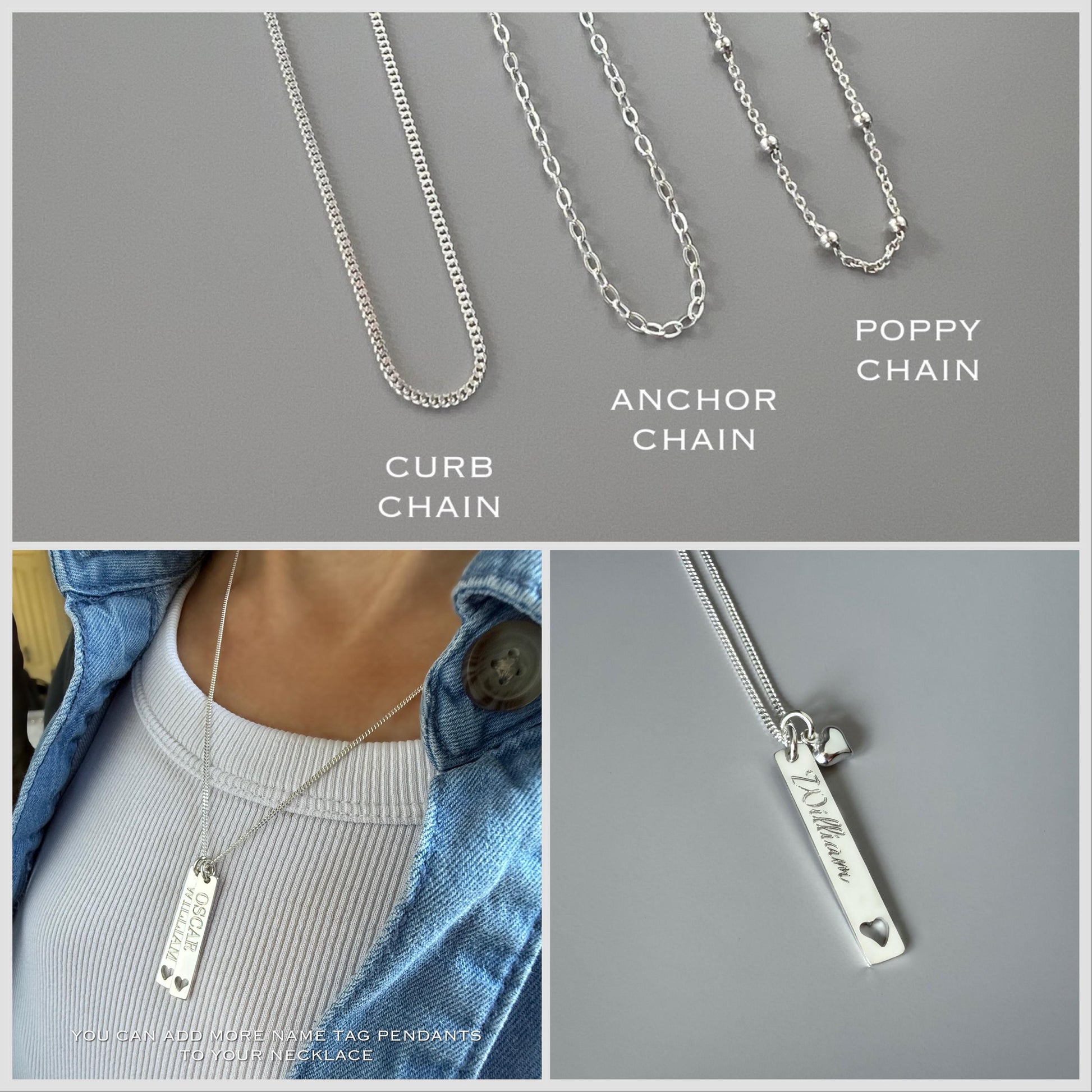 engraved bar necklace, heart charm, sterling silver, name necklace, satellite chain, birthday gift, personalised gift, keepsake,SNE21