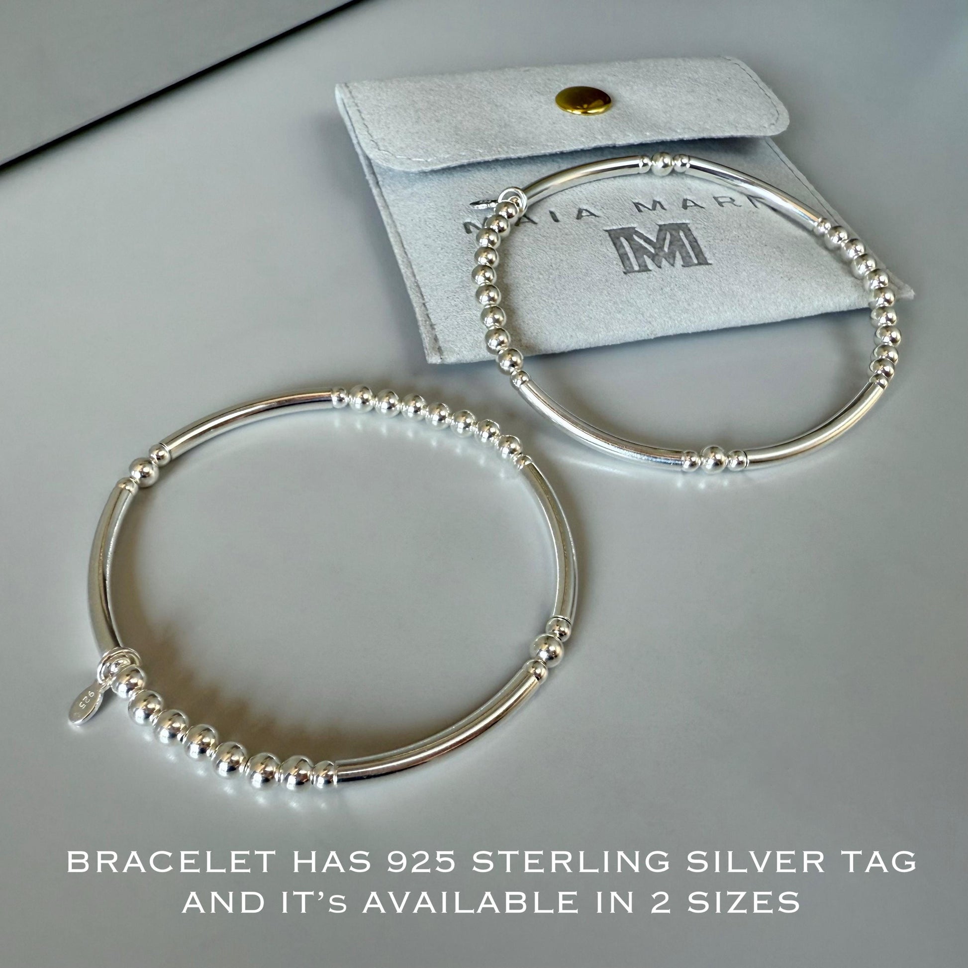 dainty beaded stacking bracelet, sterling silver, stretchy, bangle style bracelet, handmade, minimalist, bracelet for women, SBB01