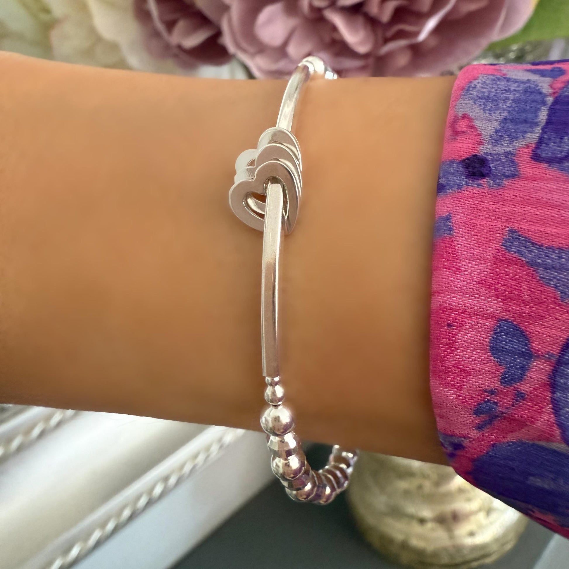 milestone birthday bracelet, sterling silver, 30th, 40th, 50th, 60th, 70th, 80th birthday gift, stretchy, gift for her, handmade gift, SBB04