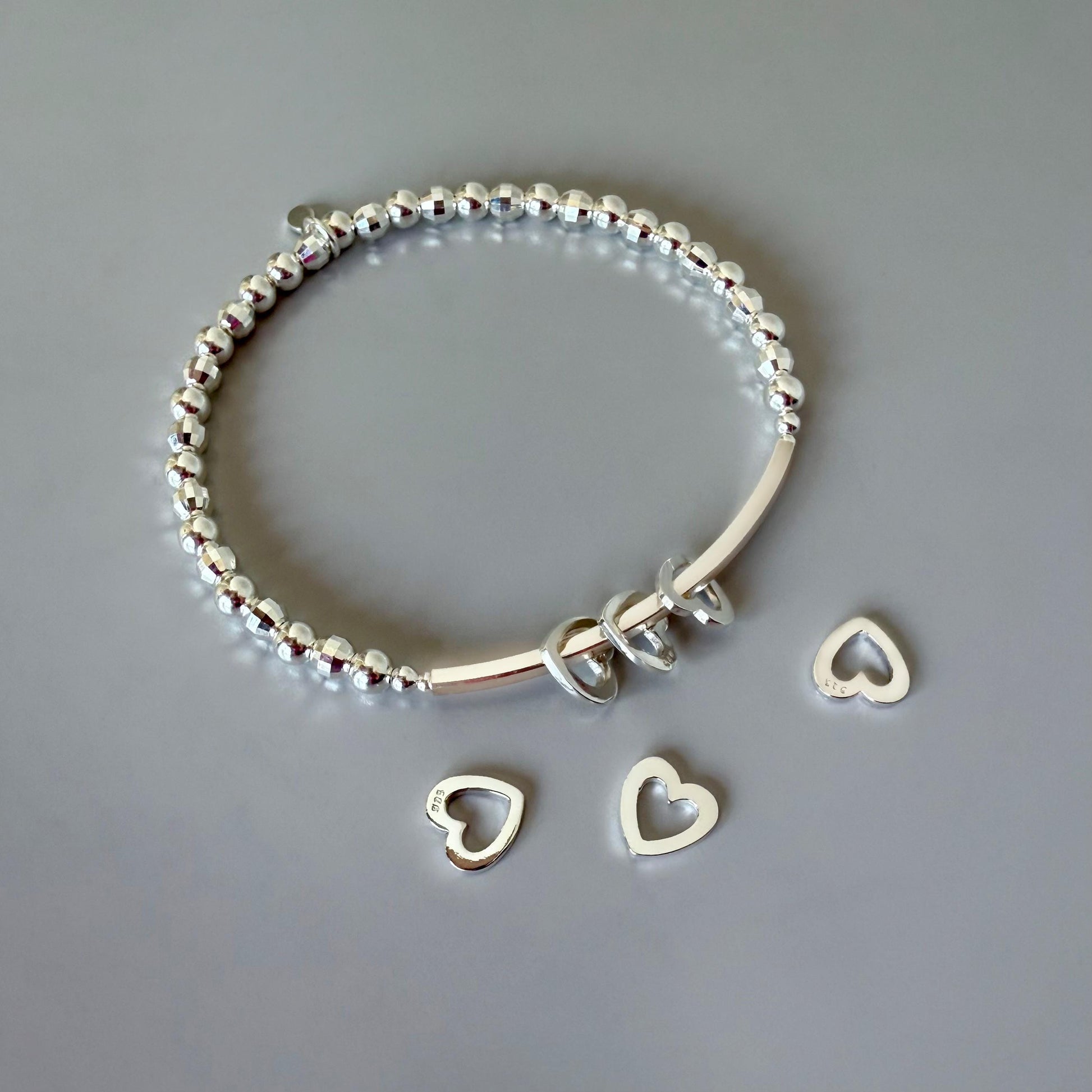 milestone birthday bracelet, sterling silver, 30th, 40th, 50th, 60th, 70th, 80th birthday gift, stretchy, gift for her, handmade gift, SBB04