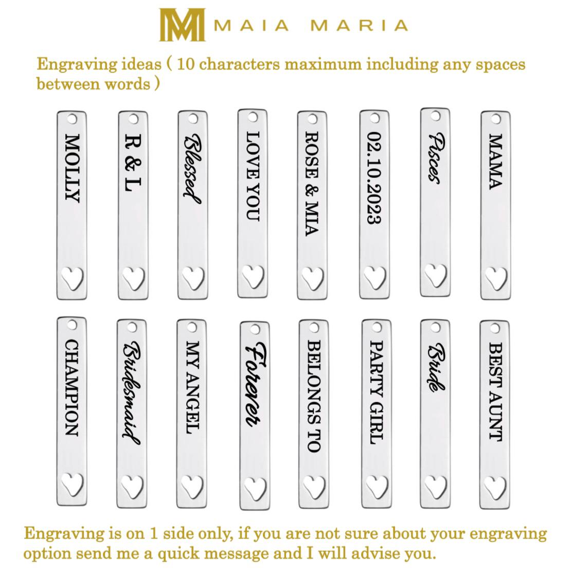 engraved rectangular bar charm, sterling silver, word pendant for necklace, necklace tag, unique gifts, minimalist, personalised gift, SPE16