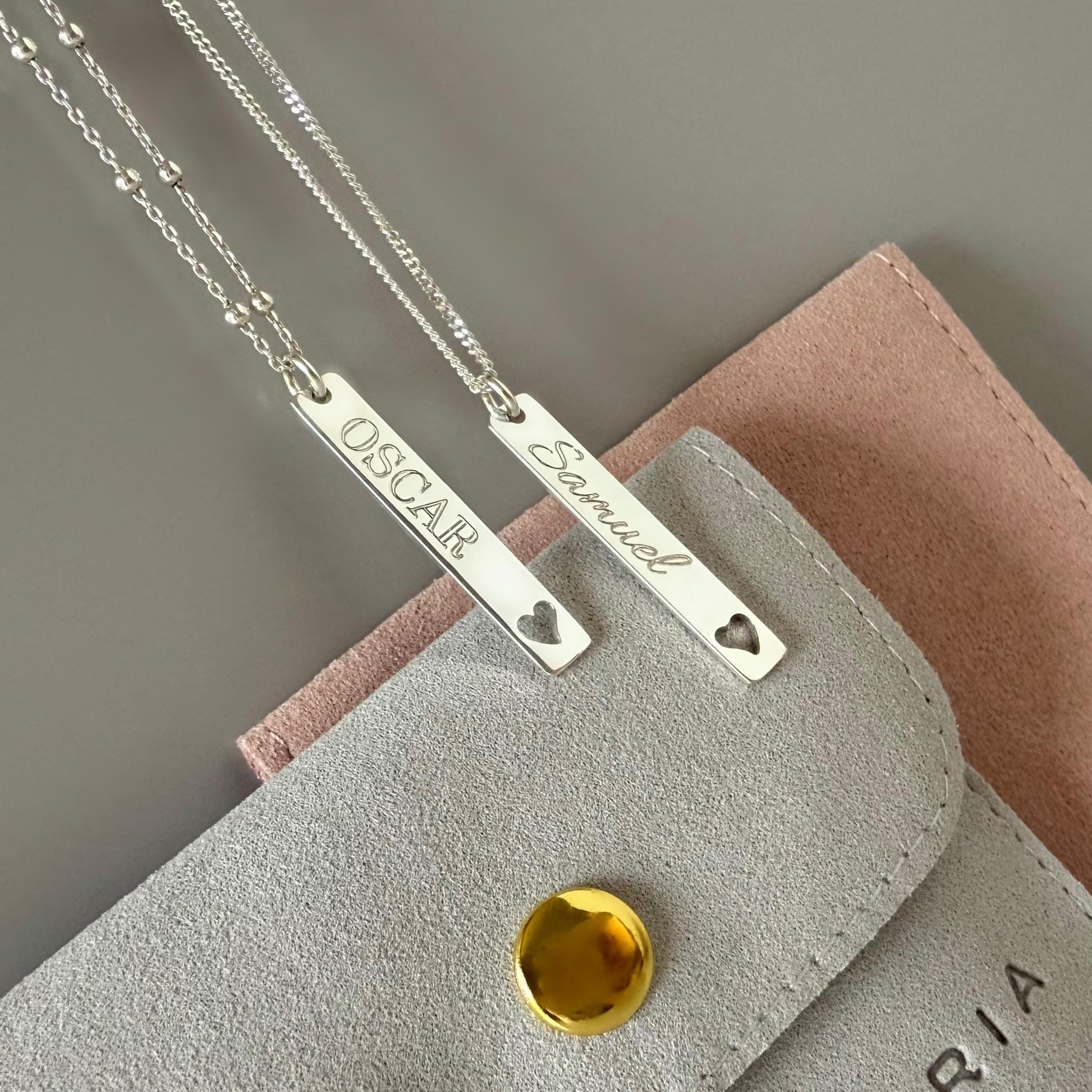 engraved rectangular bar necklace, sterling silver, name necklace, birthday gift, personalised gift, keepsake, word charm, SNE19