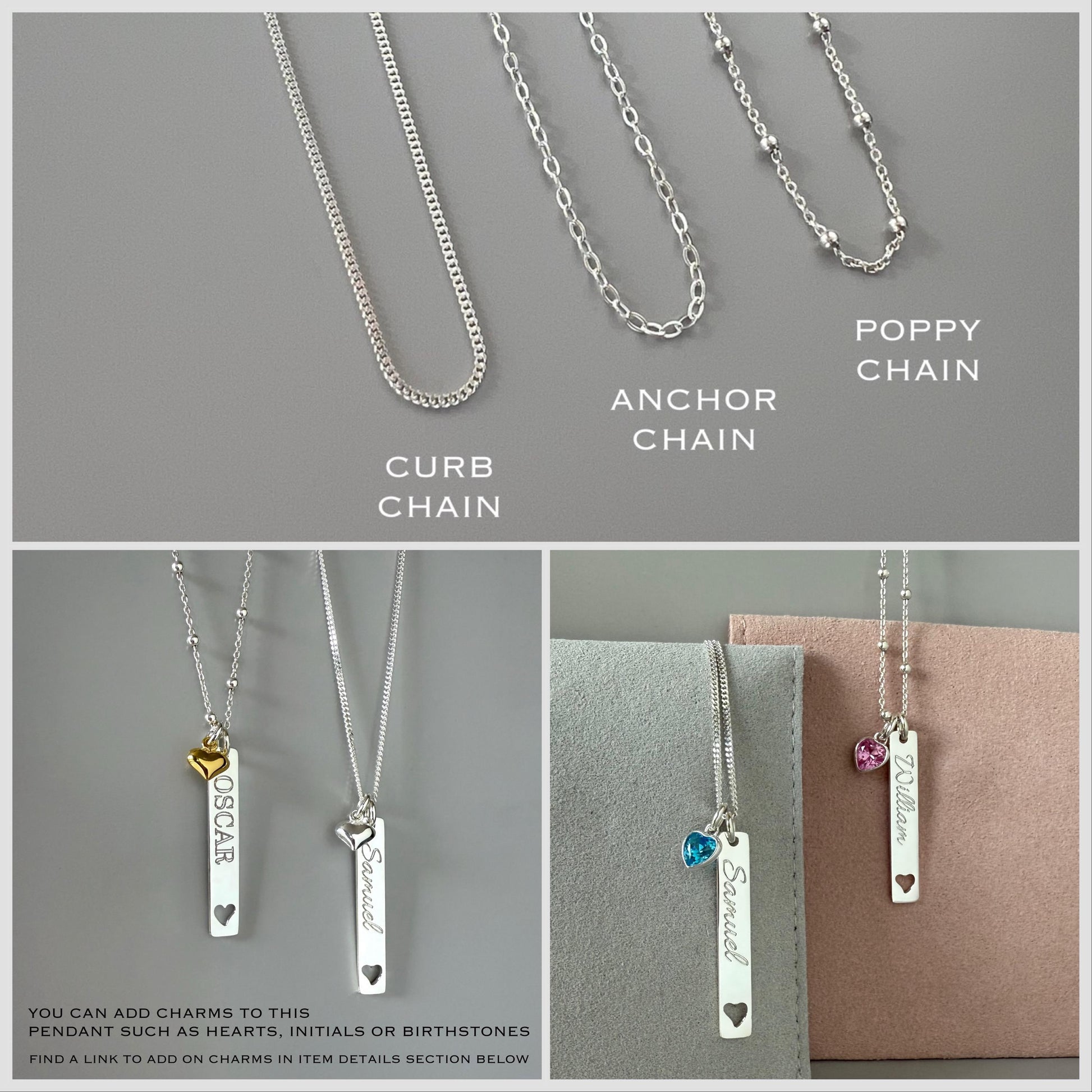 engraved rectangular bar necklace, sterling silver, name necklace, birthday gift, personalised gift, keepsake, word charm, SNE19