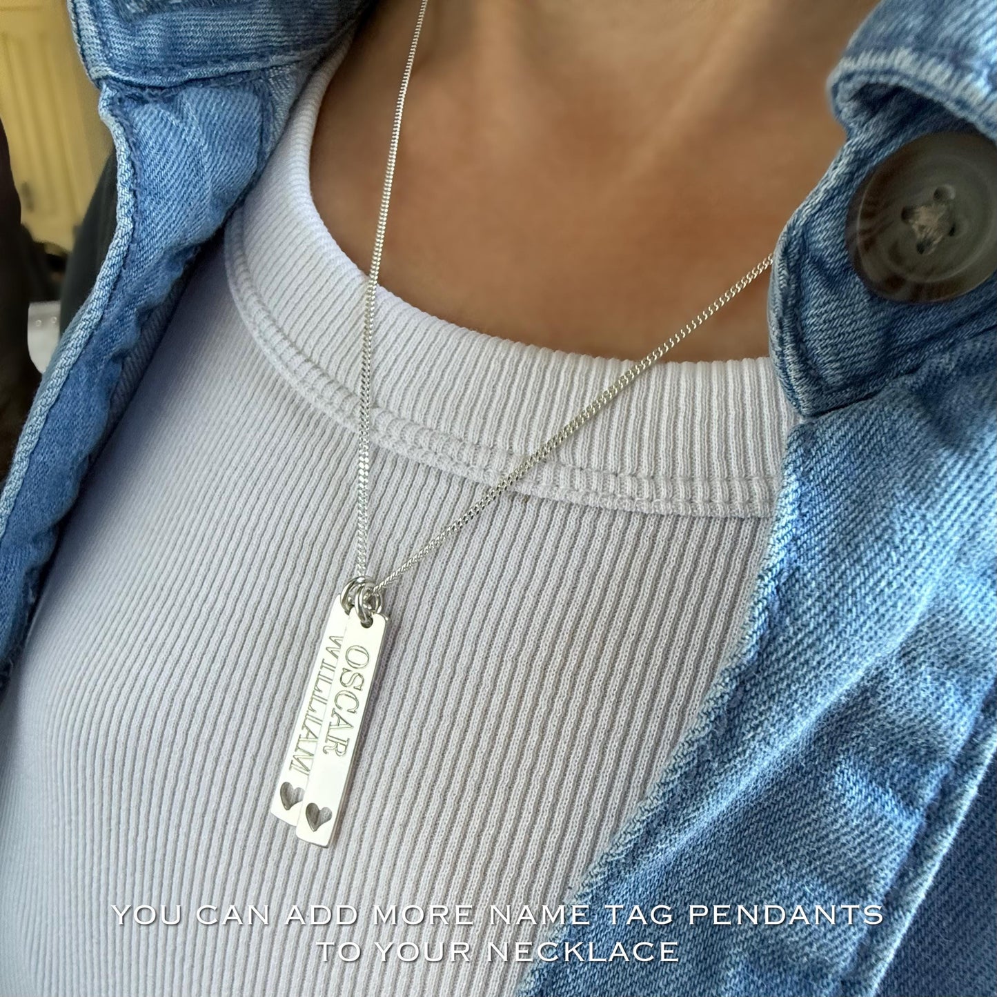 engraved rectangular bar charm, sterling silver, word pendant for necklace, necklace tag, unique gifts, minimalist, personalised gift, SPE16