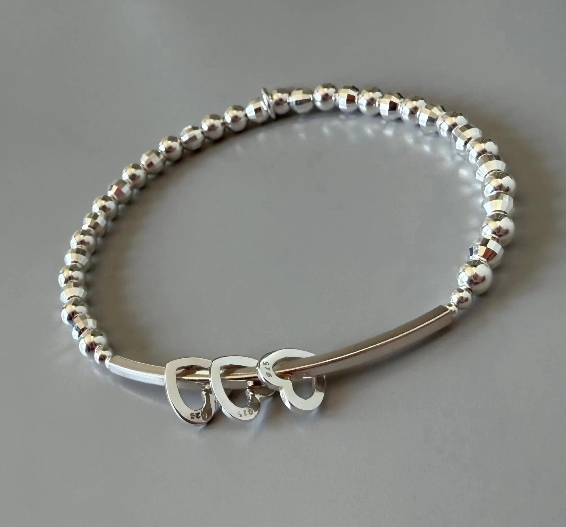 milestone birthday bracelet, sterling silver, 30th, 40th, 50th, 60th, 70th, 80th birthday gift, stretchy, gift for her, handmade gift, SBB04