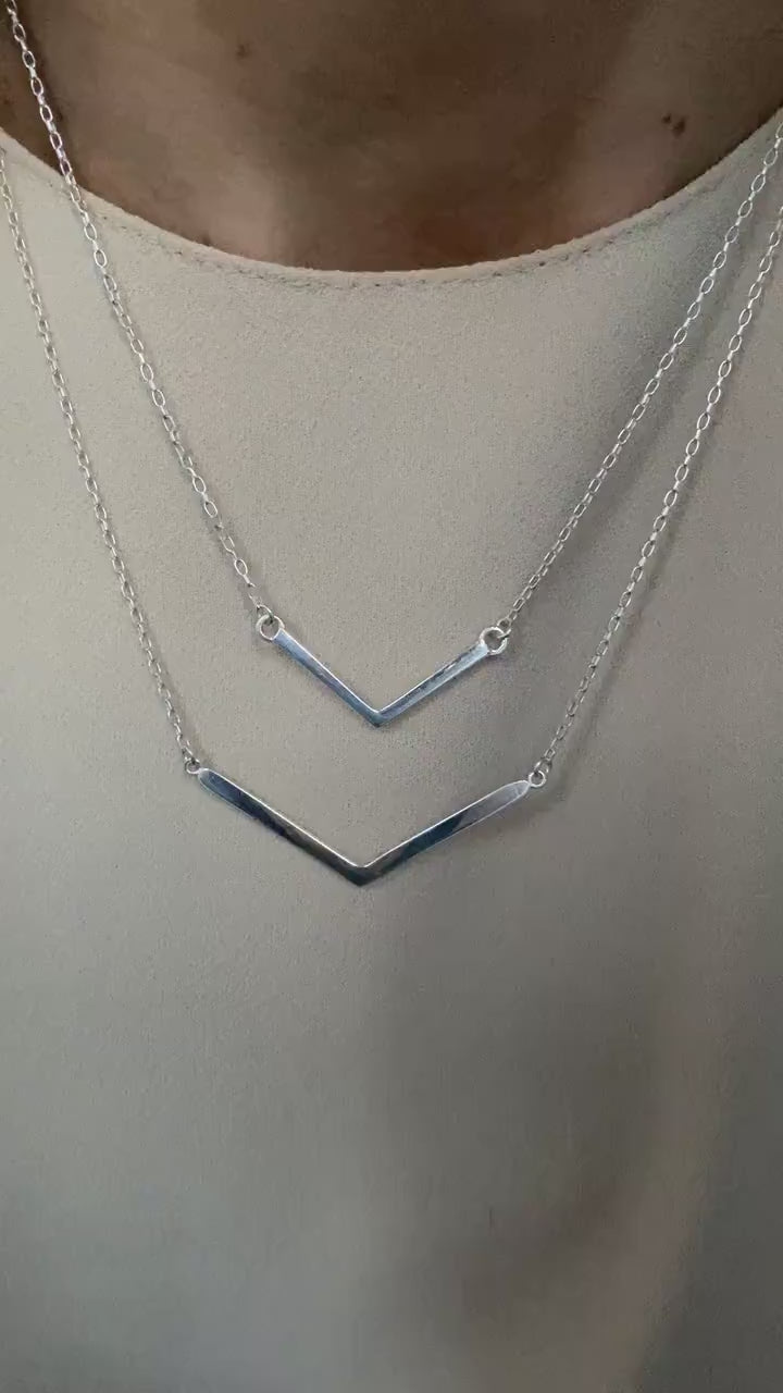chevron necklace, v bar necklace, geometric necklace, handmade gift for women, bridal jewellery, birthday gift, Mila-SN16
