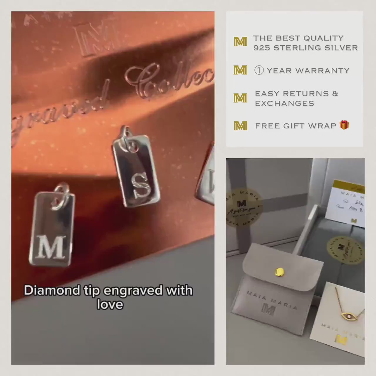 ADD ON Rectangular engraved initial charm