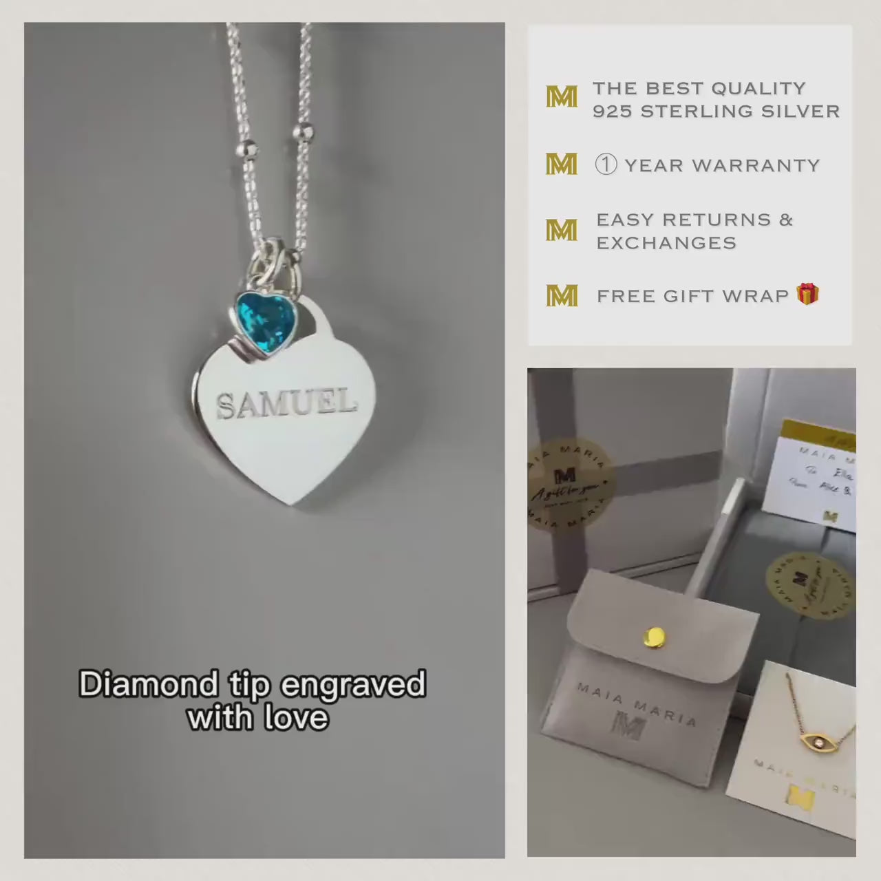 engraved large heart necklace, birthstone, name necklace, sterling silver, satellite chain, birthday gift, personalised gift, keepsake,SNE18