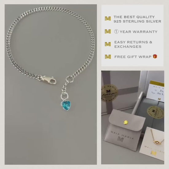 birthstone 925 silver chain bracelet,curb layering chain bracelet, bracelet for women, keepsake, personalised gifts, birthday gifts, SBE