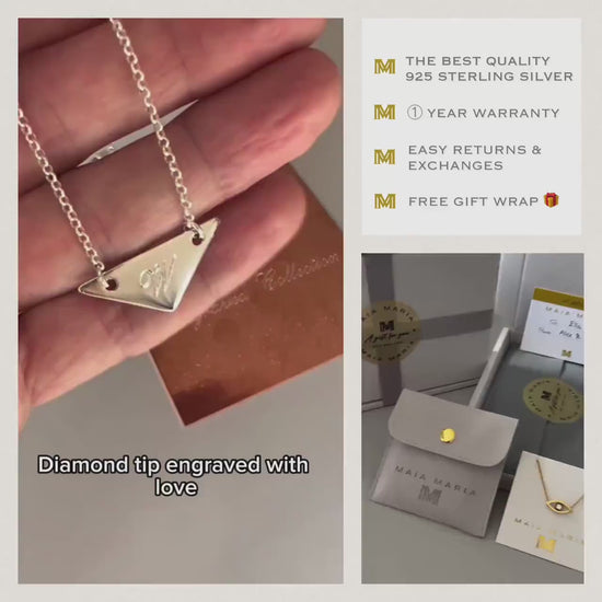 initial necklace, sterling silver, minimalist engraved jewellery, birthday gift, custom letter necklace, geometric necklace, CORTINA SNE01