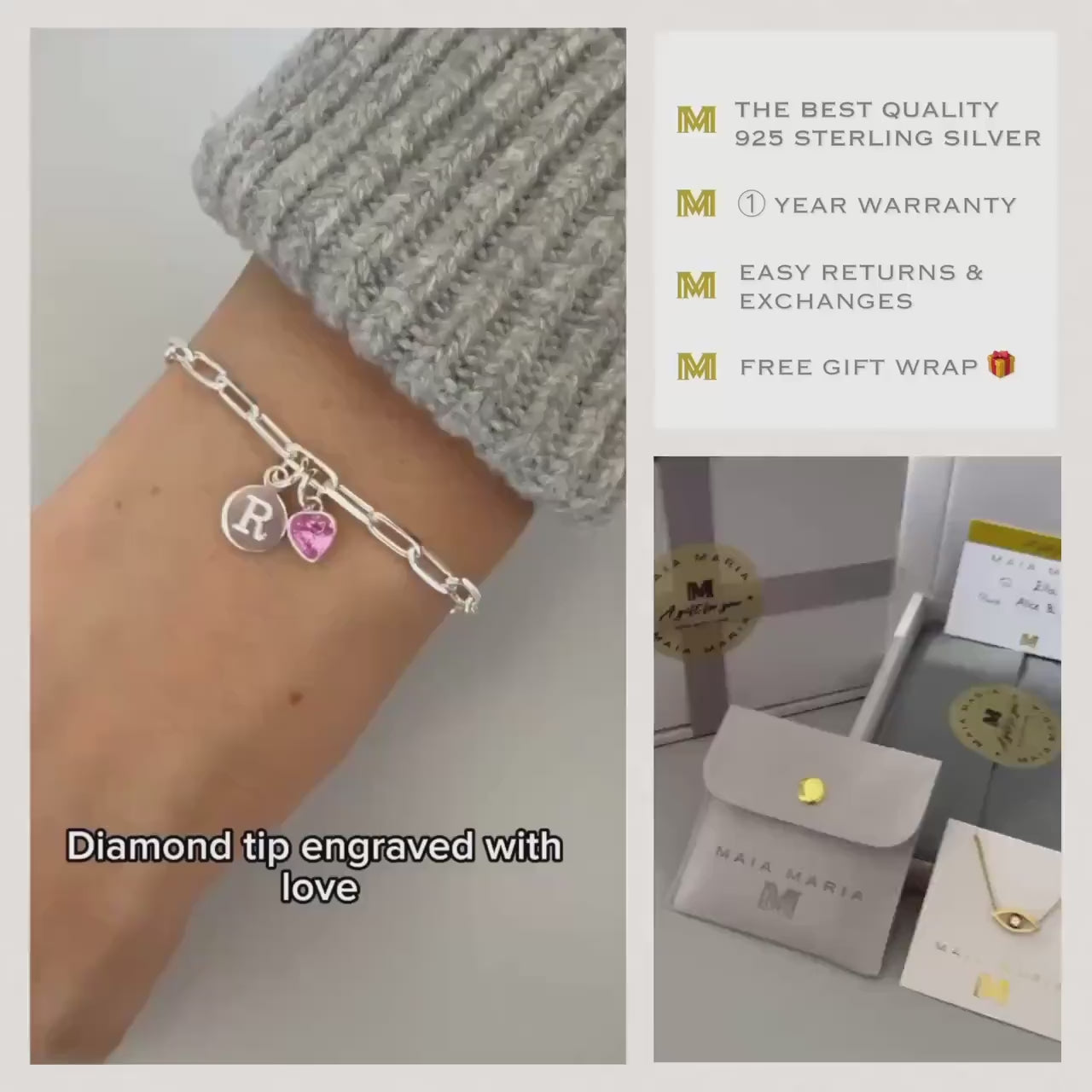 birthstone and initial sterling silver bracelet, engraved disc charm, personalised jewellery, monogram bracelet,18th birthday gift, SB2504